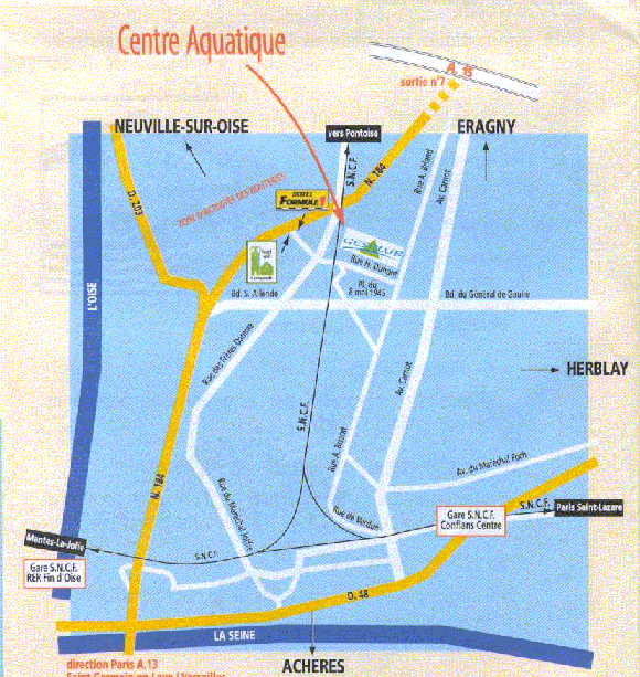 Plan d'accs du Centre Aquatique de Conflans Sainte Honorine